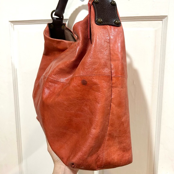 {Tano} Orange Leather Hobo Bag - Picture 3 of 13